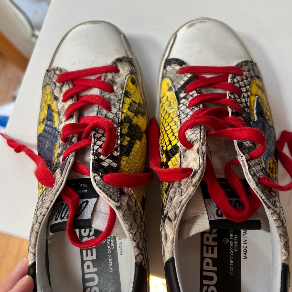 Golden Goose Yellow and Blue Star Sneakers